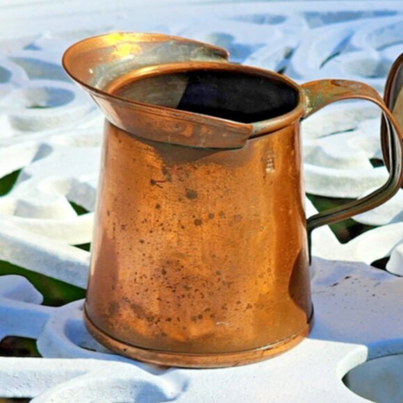 Antique Vintage New York Stamp Handcrafted Copper Pitcher 2.75"x2.25" - Picture 7 of 12